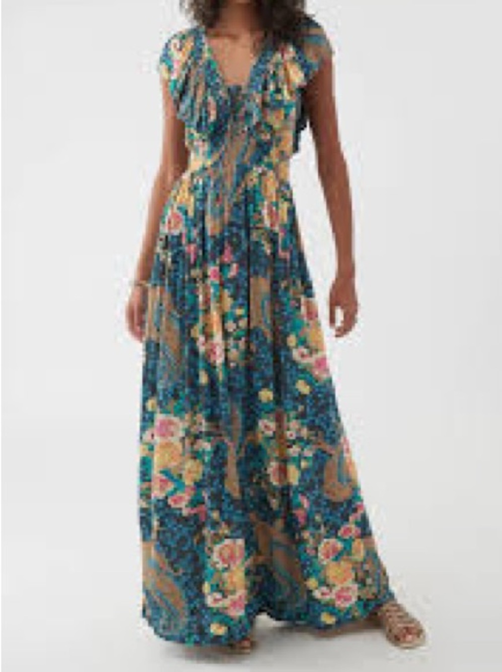 ONeill Nolee Floral Ruffle Maxi Dress Size Medium Viscose
